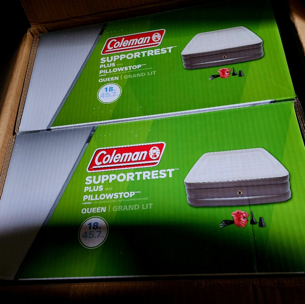 COPY - Coleman 18in Raised Air Mattress, with Rechargeable Pump, Queen